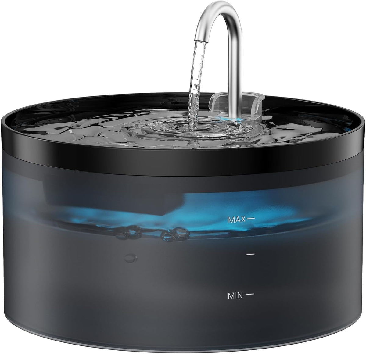Cat water fountain with 108 oz 3.2 L translucent tank, faucet spout and quiet pump