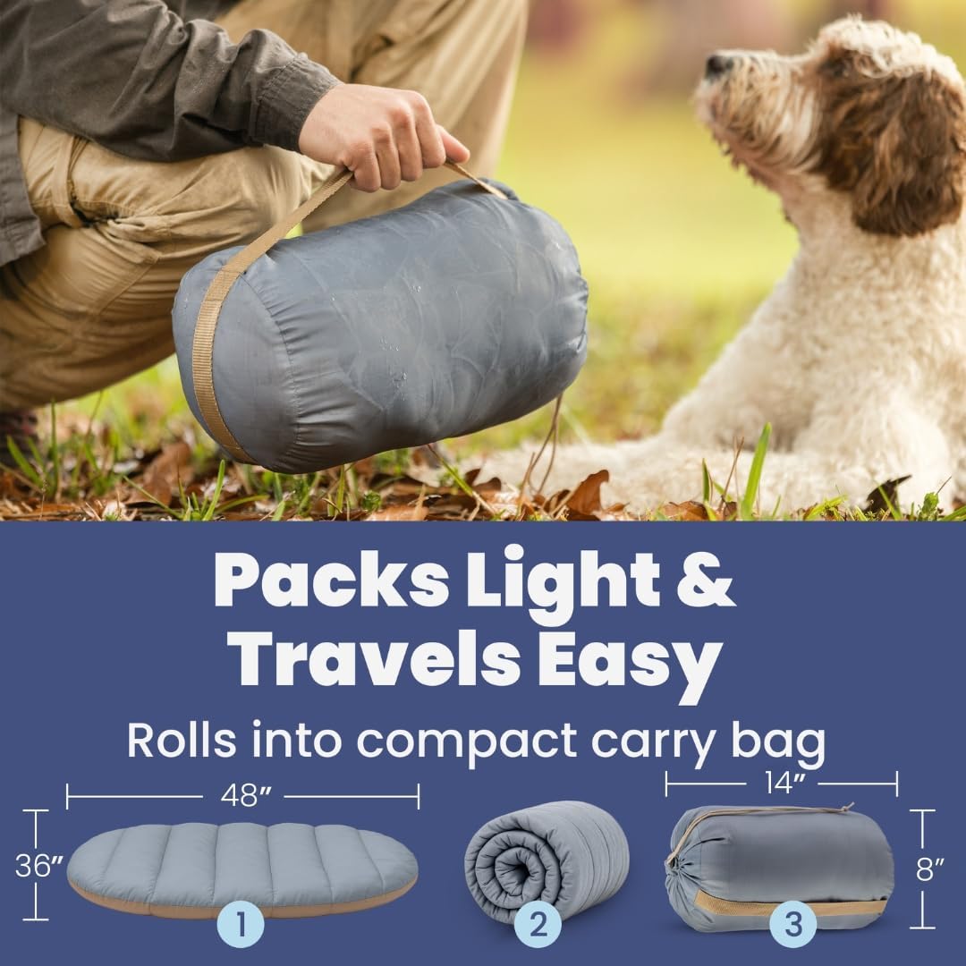 Travel Dog Bed, Foldable & Packable with Carry Bag, Black - Foggy Trail / Large - image 4