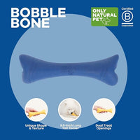 Only Natural Pet Rubber Boredom Buster Treat Stuffer Dog Toys - Interactive Stuffable Feeder Dispenser Fillable Durable Play Puppy Medium Large XS Chew Pup Hide Holder Easy Refill -BobbleBone/DarkBlue