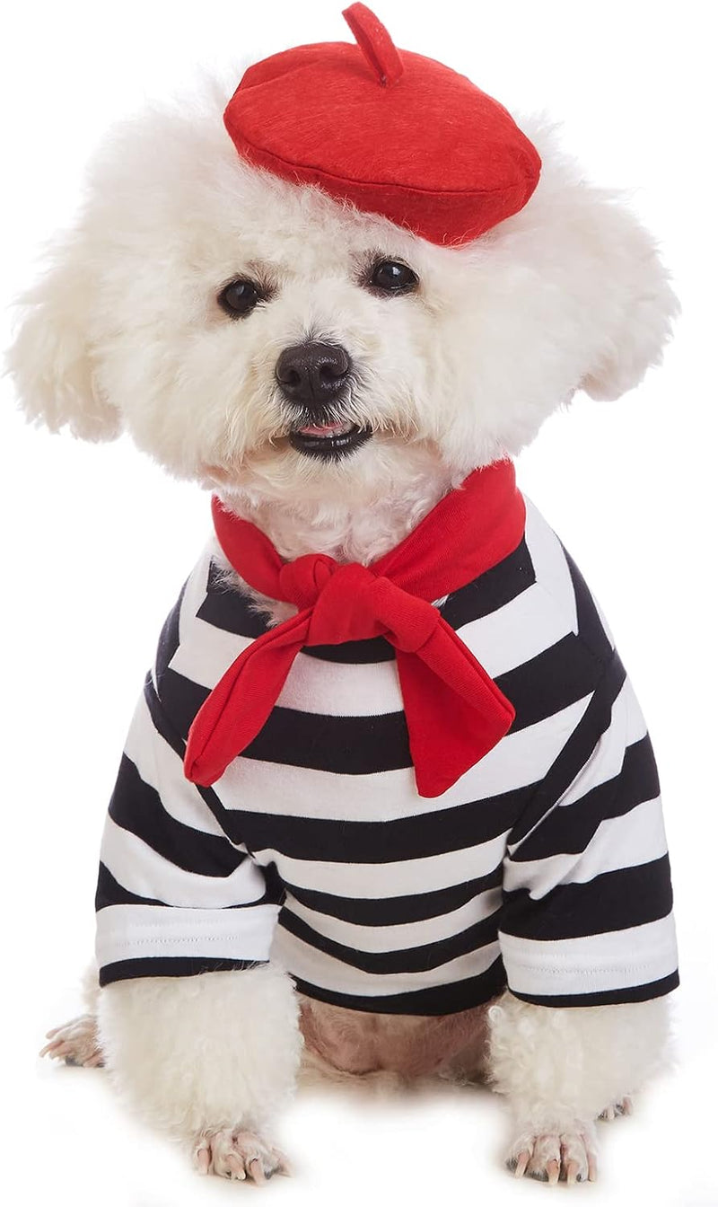 Artist Dog Costume with Funny Hat Painter Pet Clothes for Small Dog - X-Small (2-4lb) / Black
