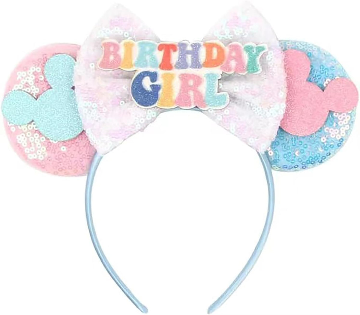 RAZKO Mouse Ears Headband - Birthday Girl-Blue