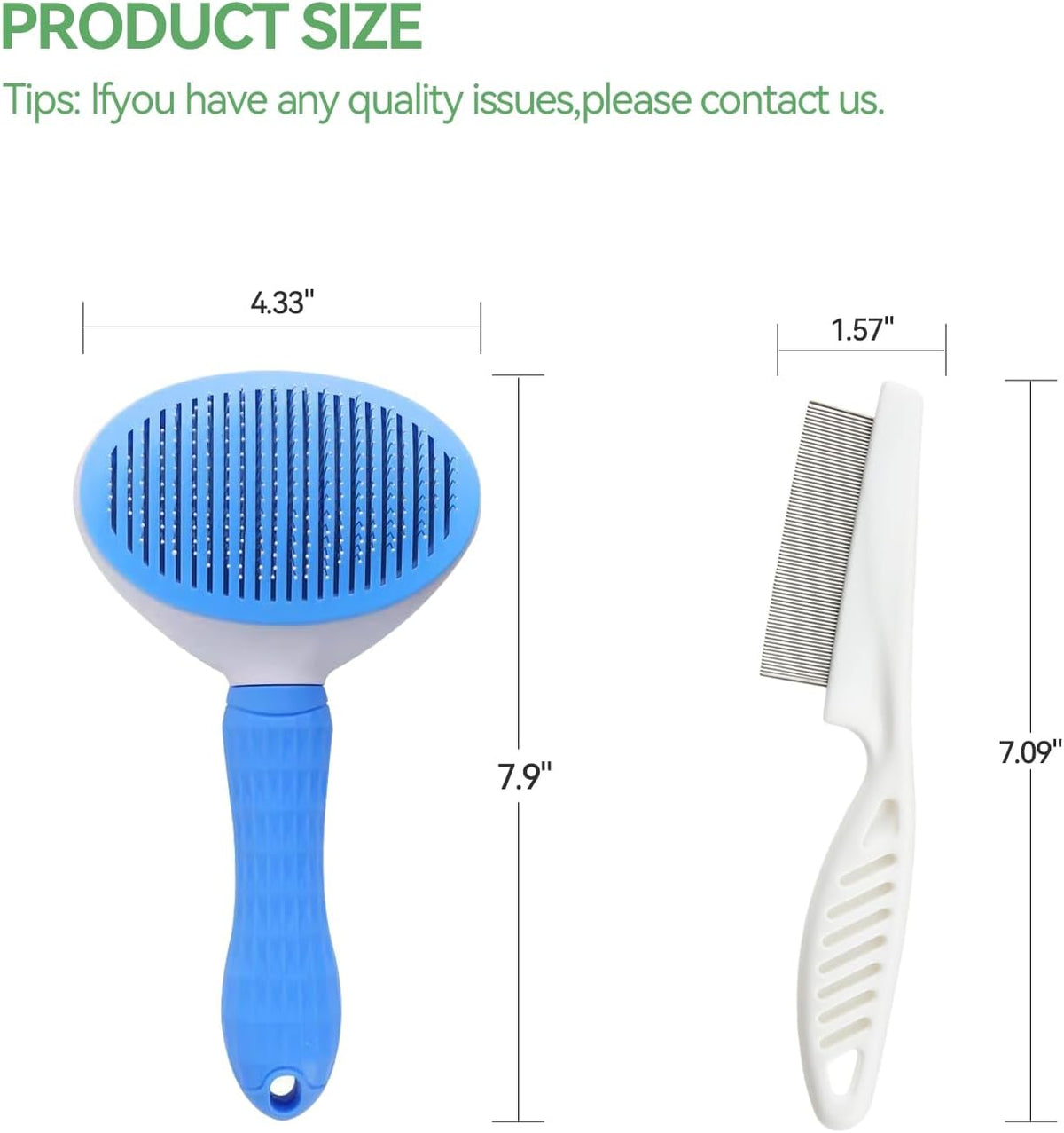 Dog & Cat Brush, Pet Grooming Kit 4PCS, Dog Brush for Shedding - Blue and White - image 2