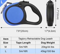 Taglory Retractable Dog Leash, One-Handed Brake, Up to 44 lbs - Blue / Large - image 4