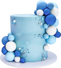 32 PCS Colorful Ball Shaped Cake Topper Pearl Balls Cupcake Cake - Blue White Dark Blue