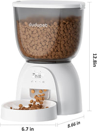 5L/21 Cup Automatic Cat Feeder, Timed Cat Food Dispenser, Automatic Pet Feeders Up to 6 Meals 1-20 Portion, Dual Power Supply Cats Feeder with Stainless Steel, Pet Dry Food Dispenser for Cats & Puppy