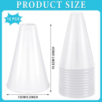 Woanger white plastic cheer megaphones, 12 pack - view 9