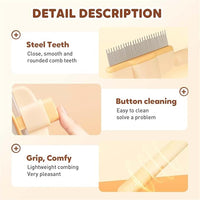 Avatore Zenbrush Cat Comb, Zen Brush for Cats, 2025 Upgraded Cat Brush with Release Button, Flea Comb for Cats, Click Self Cleaning Pet Hair Removal Combs (Yellow*2)