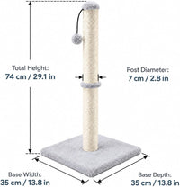 Dimaka Tall Cat Scratching Post Tree Scratcher with Sisal Rope - Grey / 29 inches for All Cats - image 2