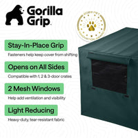 GORILLA GRIP Dog Enclosure Crate Cover Kennel Cage Topper 42in - Hunter Green / 30" X 19" X 21" - image 2