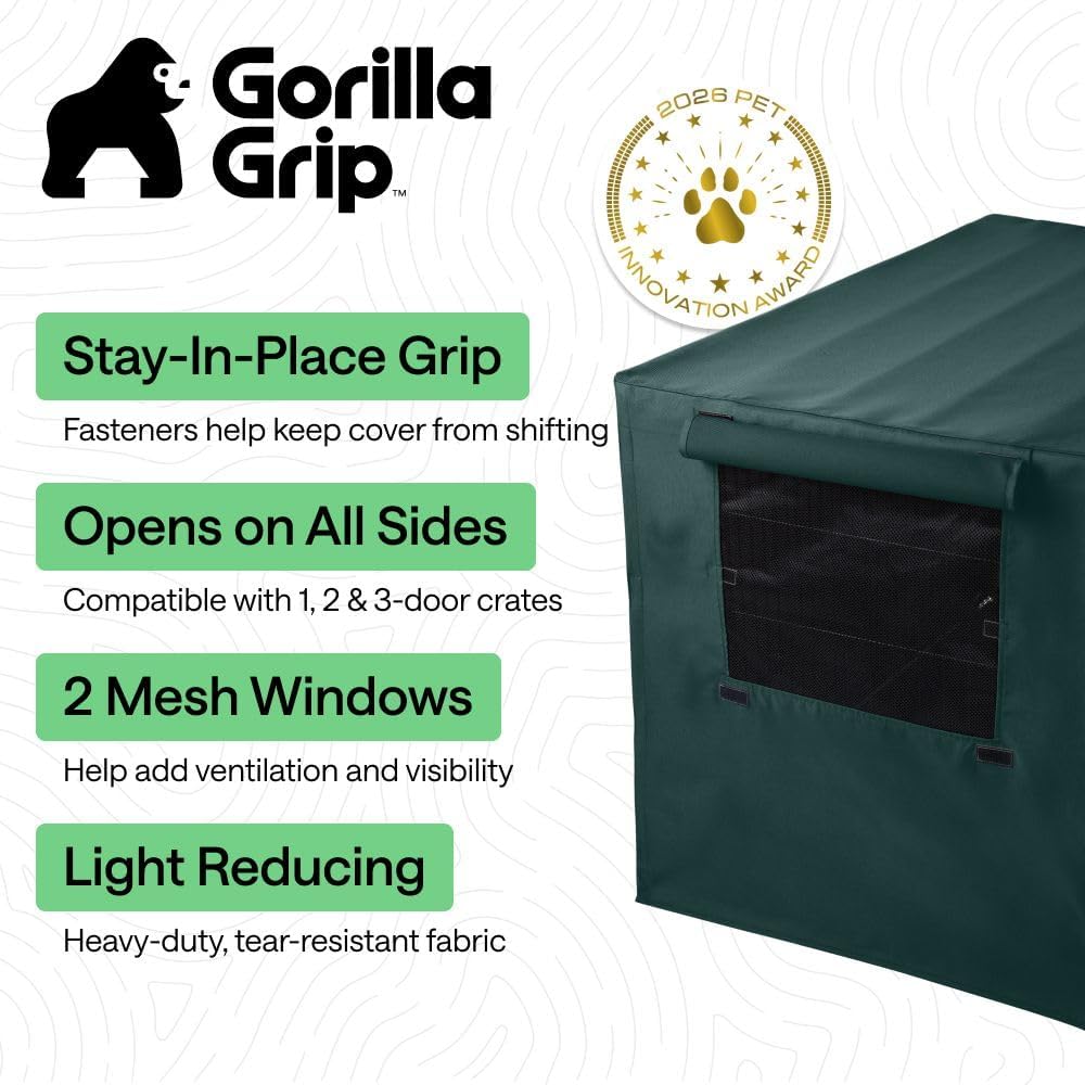 GORILLA GRIP Dog Enclosure Crate Cover Kennel Cage Topper 42in - Hunter Green / 30" X 19" X 21" - image 2