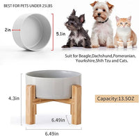 Petygooing Grey Elevated/Raised Ceramic Dog Bowl for Small Breeds, Dog Food Water Dish with Stand,Pet Feeding Bowl with Anti Slip Rubber for Cats and Small Dogs Puppy 13.5 OZ (5.1In / 1.7 Cups)