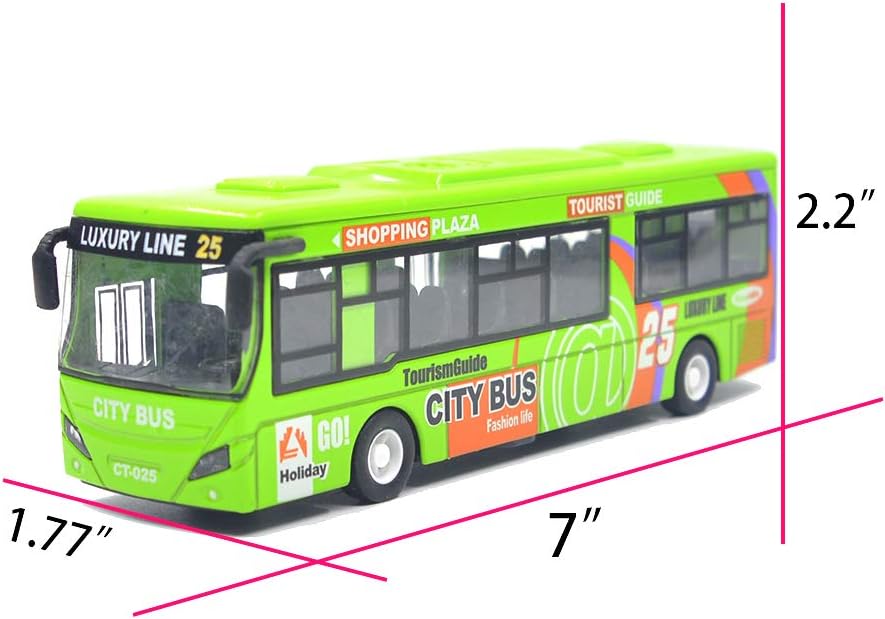 Ailejia yellow diecast city bus toy with pull back motor, lights and music - view 7