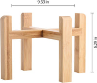 Black Elevated/Raised Dog Bowl Ceramic with Wood Stand for Medium - Wood Stand / 8 Inch - image 3