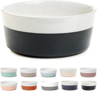 Waggo Dipper Ceramic Dog Bowl for Small and Large Breeds - Heavyweight and Durable Pet Food and Water Dish Crock, Dishwasher Safe, Modern (Black, Medium)