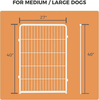 FXW Homeplus Unleashed Indoor Dog Playpen - Stress-Free and Safe Play, Heavy Duty 40 Inch 2 Wire Panels Dog Pen for Medium and Large Dogs, White│Patented