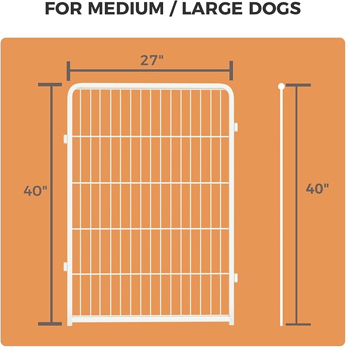 FXW Homeplus Unleashed Indoor Dog Playpen - Stress-Free and Safe Play, Heavy Duty 40 Inch 4 Wire Panels Dog Pen for Medium and Large Dogs, White│Patented