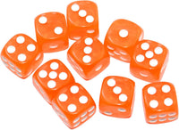 SmartDealsPro 10-Pack D6 Six Sided 16mm Transparent Dice Die for DND - Orange Translucent