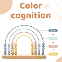 ibwaae wooden rainbow abacus with colorful beads on stainless steel rods - view 2