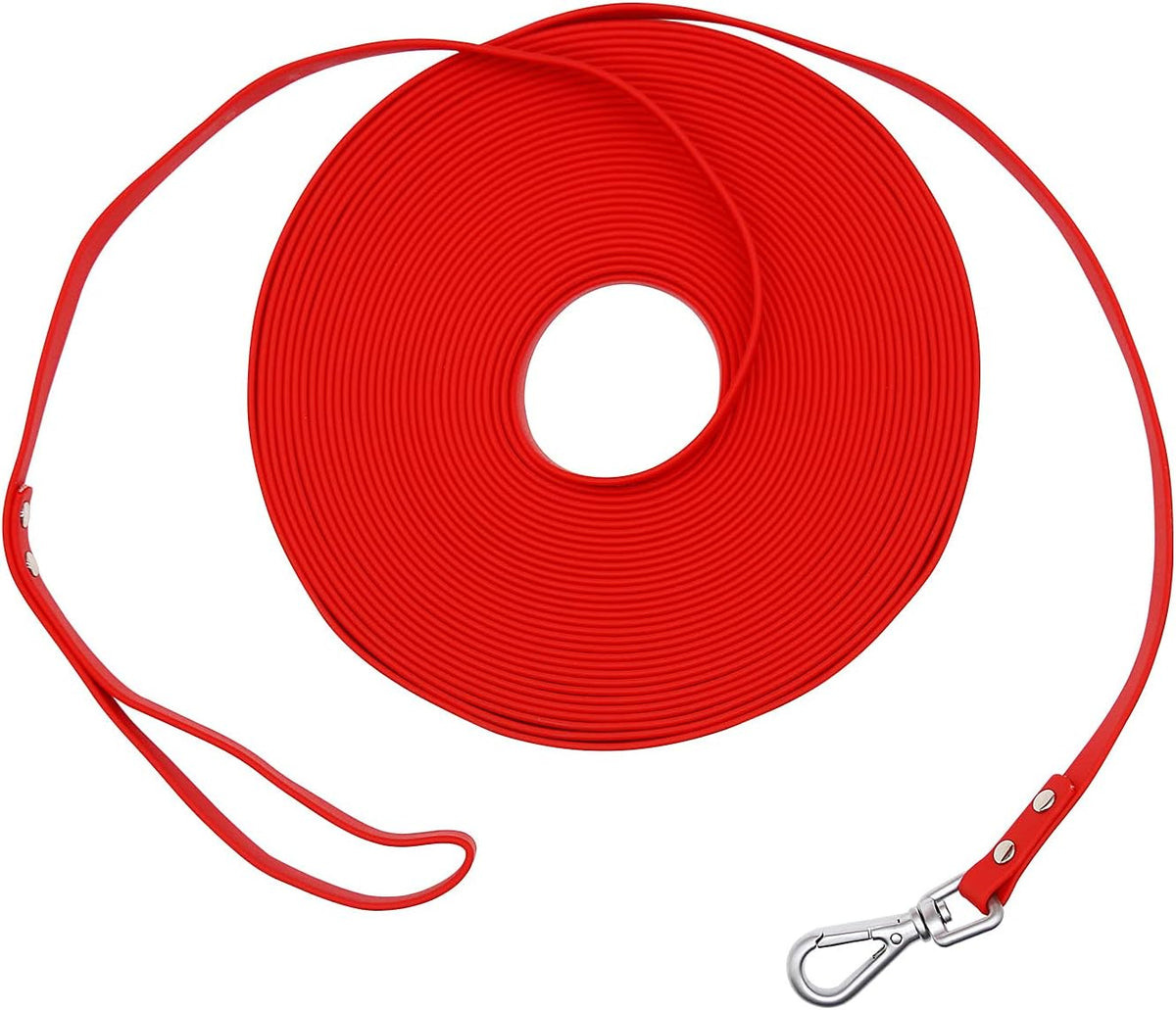 Waterproof Long Dog Leash Recall Training Lead 5 10 16 30 50 Foot - Candy Red / 50ft
