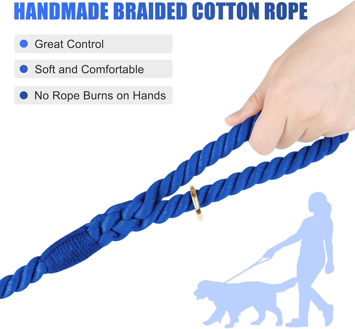 5 FT Handmade Rope Dog Leash for Small Medium and Large Dogs – Essentials for Dogs - 5FT x 1/2in (Pack of 1) / Navy Blue - image 3