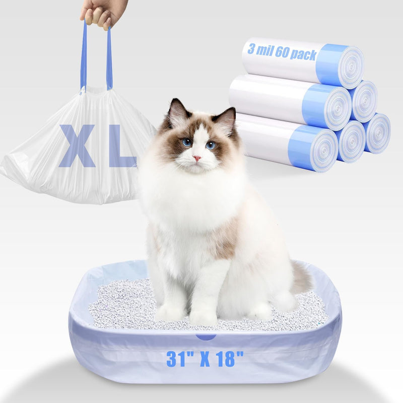 60 Pack Jumbo Cat Litter Bags - 60 PACK 31*18-2（large）