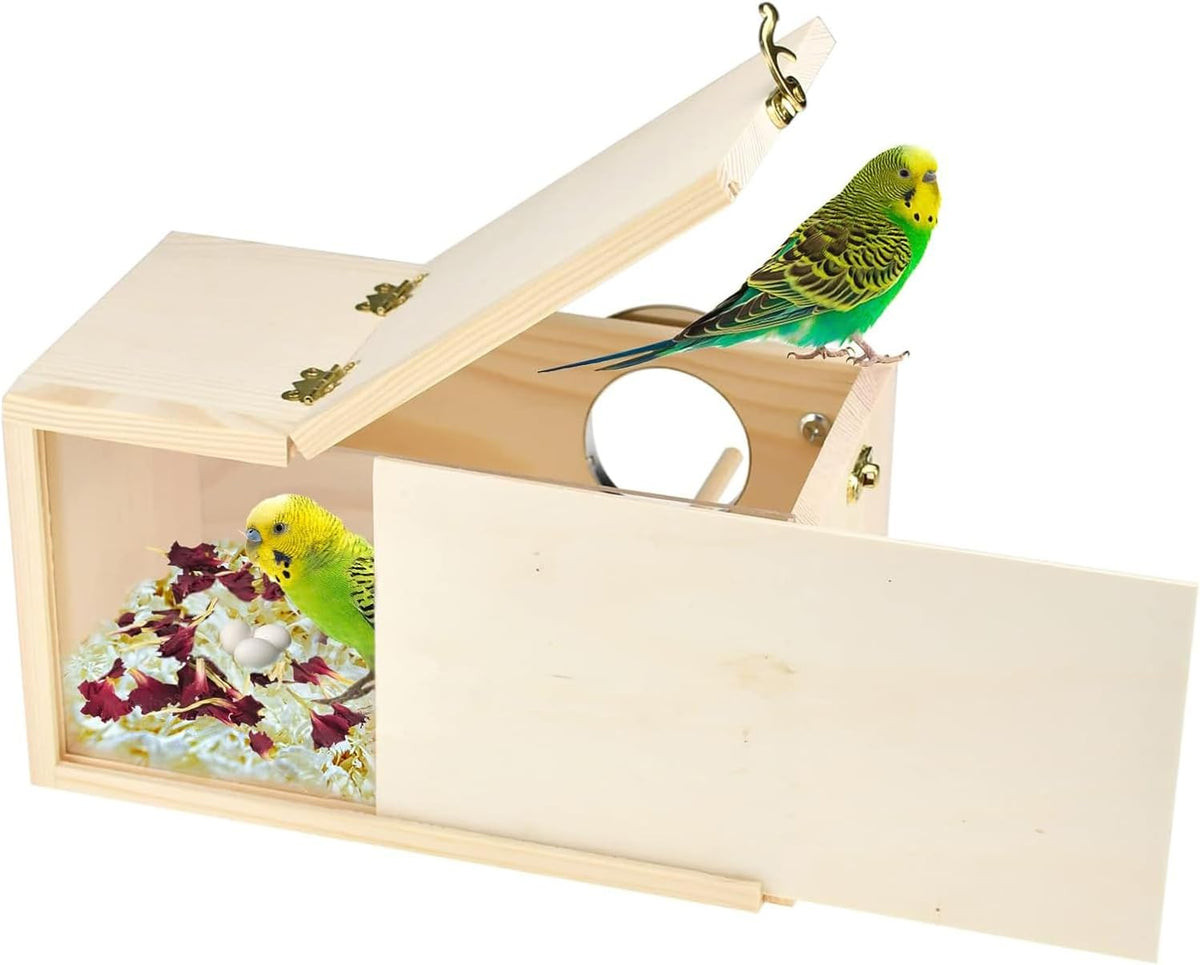 Parrot Nesting Box Cockatiel Nesting Box Bird Breeding Box House - S(9.1"X5.7"X5.7")
