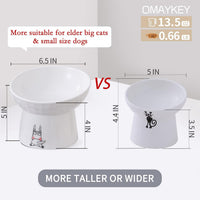6.5 Inch Extra Wide Ceramic Raised Cat Bowl Set - White & Grey - image 3