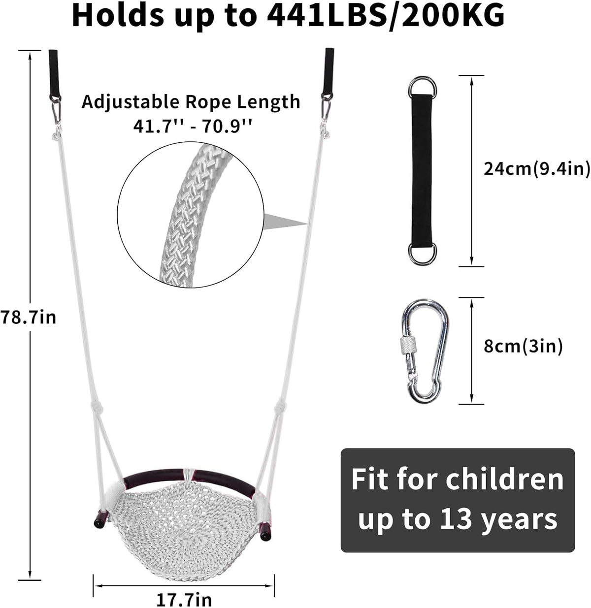 Hi-Na Tree Swing for Kids - Gray - image 3