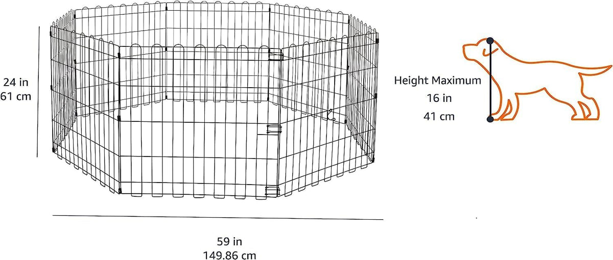 Amazon Basics Portable Foldable Octagonal Metal Exercise Dog Playpen - Without door / 24"H - image 2