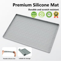 MateeyLife Silicone Waterproof Mat for Dog & Cat Food Mat 19"X12" – Essentials for Dogs - 22''W x 31''L / Light Grey - image 3
