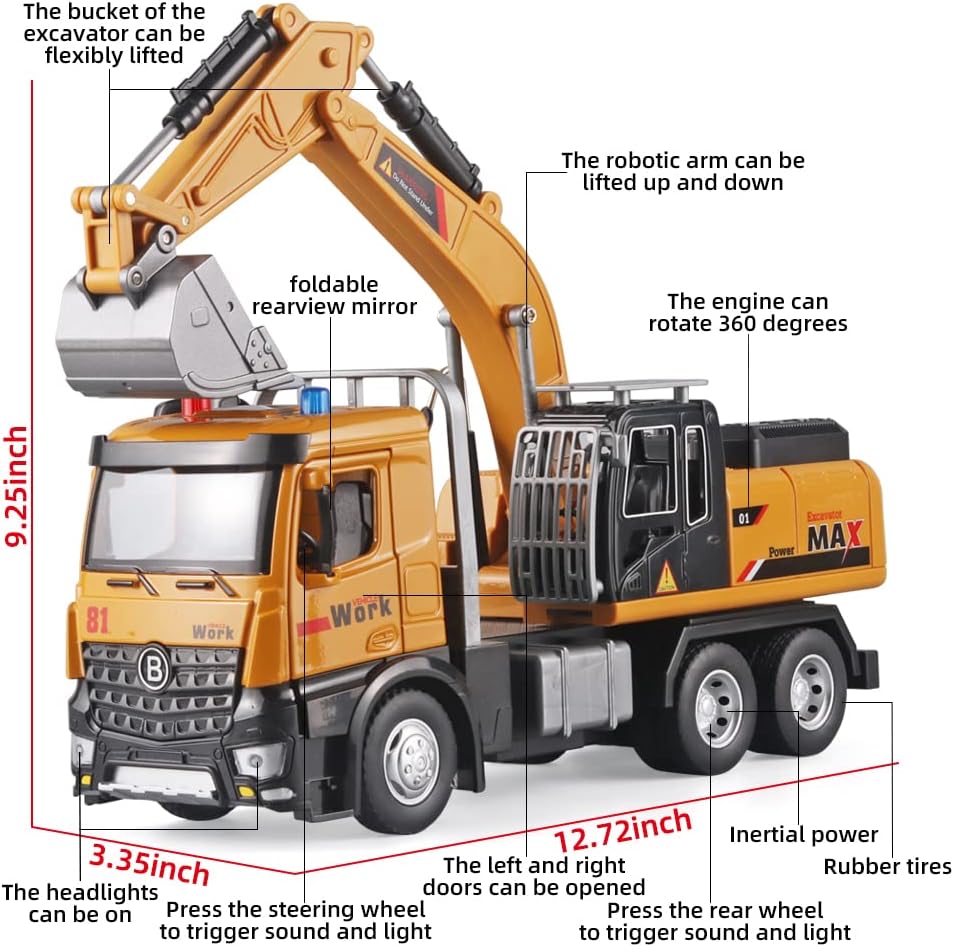 OANMYJJO diecast toy crane truck with extended boom and telescoping hook - view 6