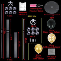 TONIFUL 4 Set Black Gold Balloon Stand Balloon Centerpieces for Table – Fun for Kids & Family - Black Metallic Gold / 6 Set Balloon Stand - image 4