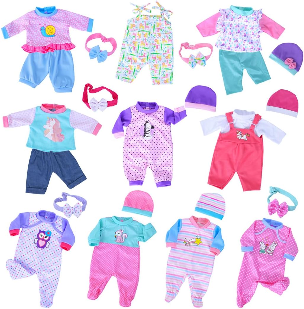10 Sets Baby Doll Clothes and Accessories Include Rompers Outfits - 10 Sets Doll Clothes - image 3