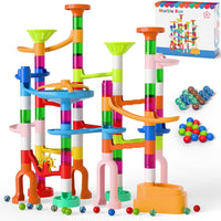 Ifollower Marble Run Kit, 110pcs Marble Maze Game Construction Building Toys for Kids, Marble Track - 135pcs