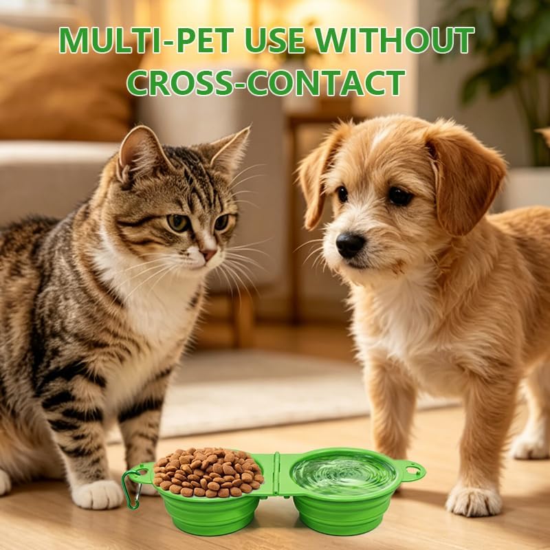 Collapsible Dog Bowls, Small Portable Travel Dog Bowls – Essentials for Dogs - Green - image 4