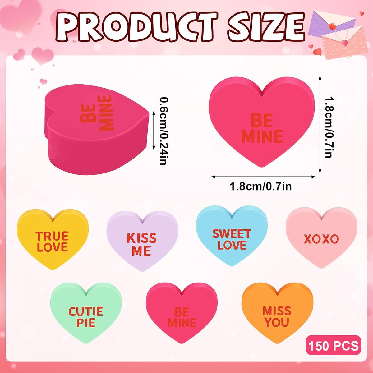 JUNEBRUSHS 150Pcs Fall Mini Erasers - Heart Style - image 2