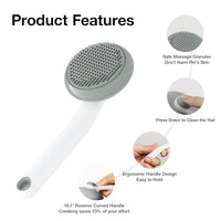 Cat Brush for Shedding, Pet Grooming Self Cleaning Slicker Brush for Cats & Dogs, Grey