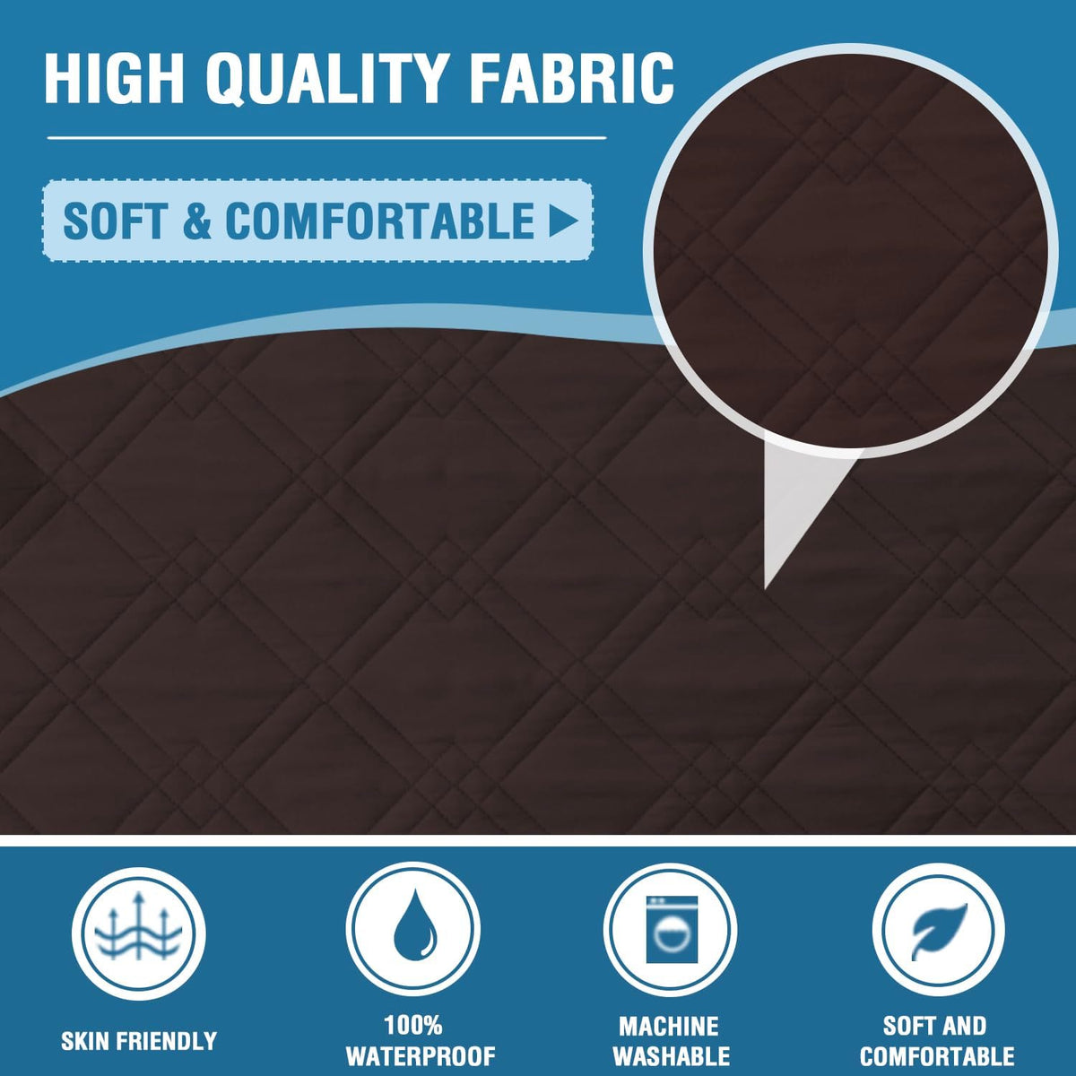 H.VERSAILTEX Sofa Cover Couch Cover for Dogs with Elastic Straps 100% - Brown / Slipcover-Oversized Sofa - image 4