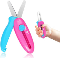 Safety Scissors for Kids, 3Pcs Retractable Toddler Scissors for Preschool – Fun for Kids & Family - Pink