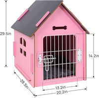 Dog House Indoor for Small Dogs or Cats, Cozy Wooden Design, Small Indoor Bed House, with Air Vents and Elevated Floor Warm Dog Cave (Large Pink)