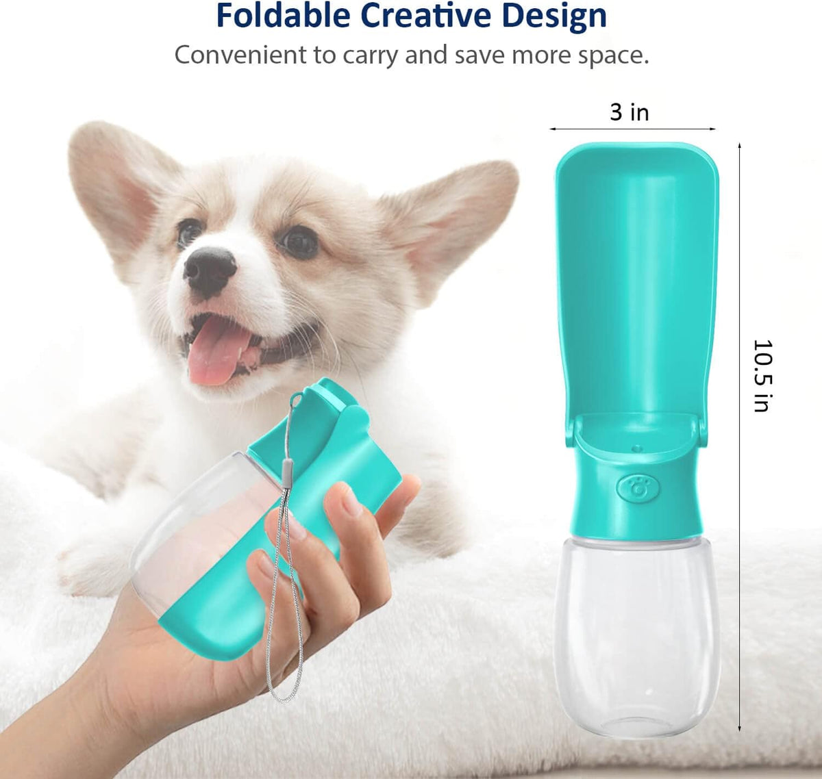 WePet Foldable Portable Dog Water Bottle Puppy Water Dispenser - #01 Aqua / 12 oz - image 2