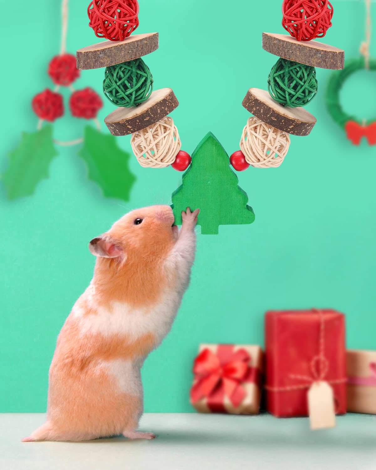3PCS Chinchilla Toys Guinea Pig Bunny Rabbit Chew Toys Teeth Care - Christmas Outfit - image 2