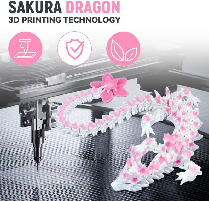 SGYYSG 12 inch 3D printed articulated cherry blossom crystal dragon toy - view 12