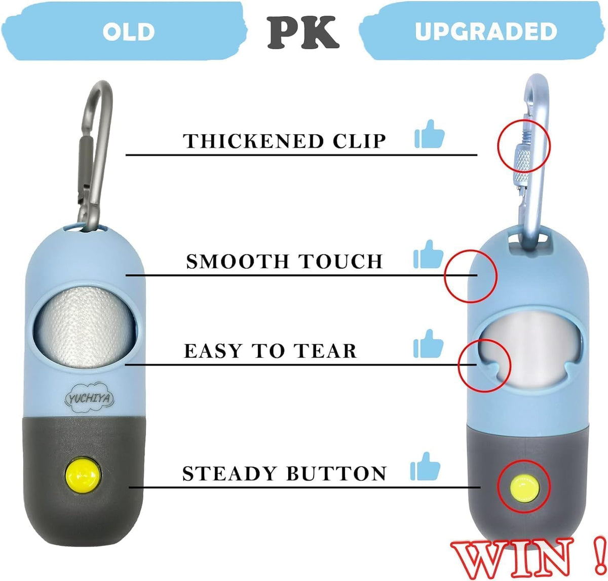 Dog Poop Waste Bags Holder with LED Flashlight - 2 Holder 30 Bags / Blue - image 3