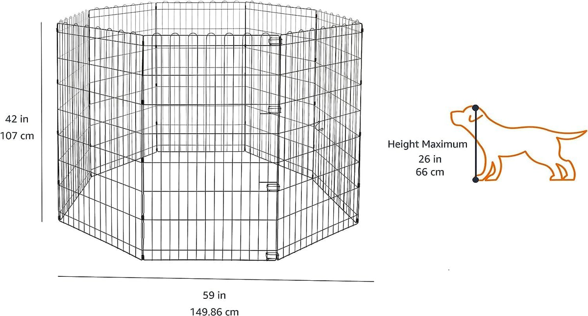 Amazon Basics Portable Foldable Octagonal Metal Exercise Dog Playpen - Without door / 42"H - image 2
