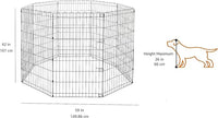 Amazon Basics Foldable Octagonal Metal Exercise Dog Playpen - Indoor/Outdoor, No Door, Large (8 Panels, 24 x 42), Easy to assemble, store, and customize, 42" - Large, Black