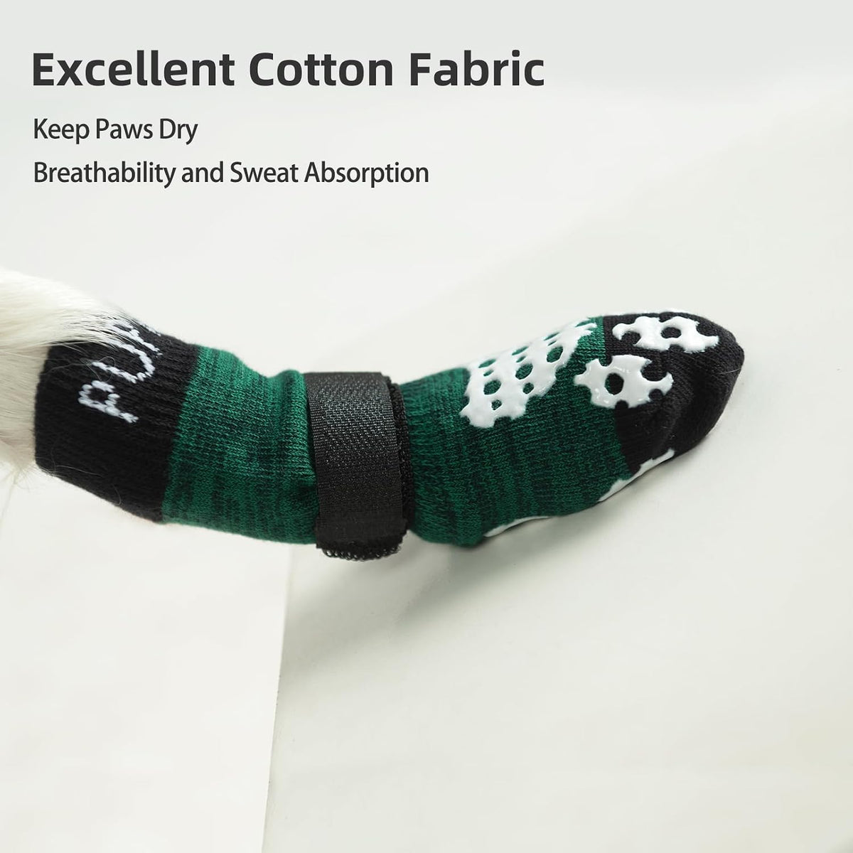 PUPTECK Anti-Slip Dog Socks with Double Sides Grips for Small Medium - Dark Green / X-Large (4 Count) - image 4
