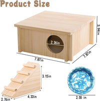 Wooden Hamster Hideout House Castle with Platform, Bowl & Ladder – Essentials for Small Pets - 2 Room + Bowl – 2.36" Entrance - image 2