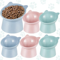 Hsei 6 Pcs Raised Cat Bowls Tilted Anti Vomit Pet Feeder