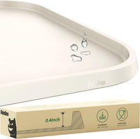 Feedoo Pet Feeding Mat [Warped Resistant Raised Edge] - 23.5"L x 13.5"W / Sand White